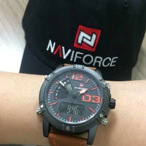 Naviforce 9095 Men Quartz <b>Clock</b> Business Date Week Dual Time Leather <b>Digital</b> Analog Quartz Sport Watches Men Wrist - Product Image 6