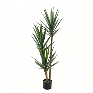 Arbre artificiel Yucca <span class=keywords><strong>Elephantipes</strong></span> de 150 cm de haut, plante verte dans un pot noir avec de petits galets blancs pour la décoration d'entrée ou de bureau - Product Image 6