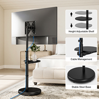 Support de Moniteur Mobile YOMI sur Roulettes pour Écrans de 17 à 35 Pouces, Chariot TV Inclinable et Pivotant à 360°, Hauteur Réglable avec Câble
