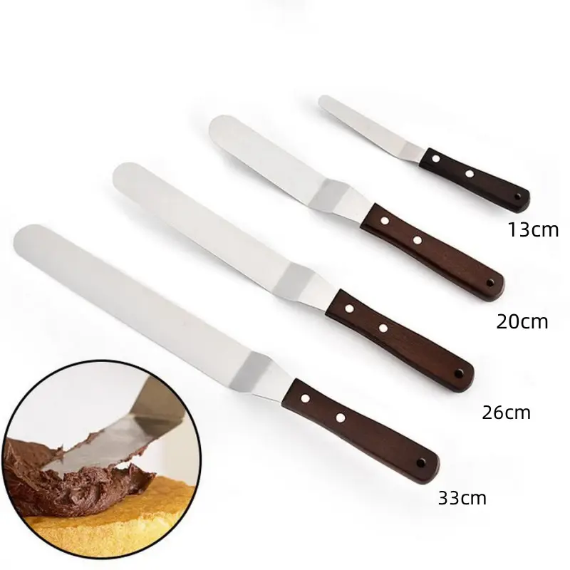 Professional Stainless Steel Cake Icing Spatula With Wooden Handle