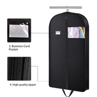 Housse de vêtement non tissée avec fenêtre transparente, fermeture éclair, housse de costume suspendue, sac anti-poussière pour vêtements avec crochet de suspension