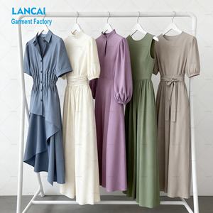 Abito Lungo Maxi da <span class=keywords><strong>Donna</strong></span> Casual, <span class=keywords><strong>in</strong></span> Cotone e <span class=keywords><strong>Lino</strong></span> Tinta Unita, su Misura, con Etichetta Privata, di Alta Qualità, per Produttori di Abbigliamento - Product Image 2