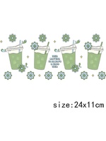 LETOP 1pcs 3D UV pour DTF Transfer Sticker Flower Smile Happy Love 16Oz Stainless Cup Wrap Material for Glass Cups Characters