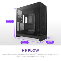 2025 nuevo NZ/XT H9 Flow negro blanco Mid-Tower ATX Gaming Glass View PC Case con 4 ventiladores preinstalados para Gaming Desktop DIY PC