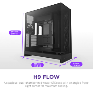2025 nouveau boîtier PC NZ/<span class=keywords><strong>XT</strong></span> H9 Flow noir blanc mi-tour ATX verre de jeu avec 4 ventilateurs préinstallés pour PC de bureau de jeu bricolage - Product Image 2