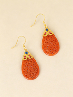Vente en gros de boucles d'oreilles pendantes ovales en argent sterling 925 plaqué or avec pierre de jade rouge, bijoux élégants pour femmes