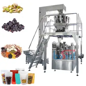 Automatic 2 head 4 head weigher rotary grain rice sugar doypack filling machine premade bag sea salt packing machine