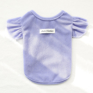Pet <b>Clothes</b> Knitted Ruffle Sleeve Vest Solid Color <b>For</b> Small Medium Dogs <b>Cats</b> Cute Design - Product Image 1