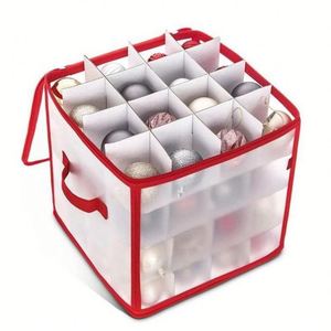 Organisateur de boules décoratives, pochettes intérieures en papier, capacité de 64 cellules, boîte de rangement pour boules de Noël avec poignées - Product Image 1