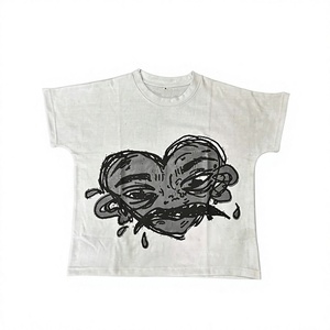 เสื้อยืดโอเวอร์ไซส์ คอตตอน 100% แขนสั้น คอกลม พิมพ์ลาย DTF พร้อมโลโก้ด้านหน้า - Product Image 2