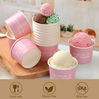 Gobelet à crème glacée jetable de luxe personnalisé avec logo, gobelet à crème glacée jetable avec couvercles, impression personnalisée, biodégradable, 4 oz