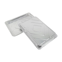 Barquette rectangulaire plate en aluminium argenté de 3500 ml, robuste, épaisse, résistante à la chaleur, jetable, pour barbecue, rôtissage et cuisson