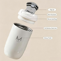 Nouvelle tasse de poche en acier inoxydable 316, mini thermos portable à isolation sous vide, gobelet à café de voyage, bouteille d'eau, logo personnalisé