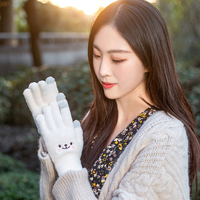 Frauen niedlichen Cartoon Marder Wolle Happy Face Handschuhe Winter Plüsch Warm Outdoor Cold Proof für Touchscreen kompatibel Daily Cyclin
