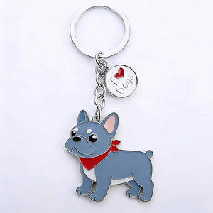 Porte-clés <span class=keywords><strong>Bouledogue</strong></span> Français en Émail Souple et Dur de Haute Qualité, Pendentif Chien en Métal Mignon, Porte-clés Souvenir Coloré – Vente en Gros - Product Image 3