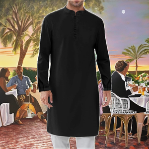 Túnica Kaftan de Algodón Casual de Manga Larga y Transpirable para Hombre, Camisa de Vestir Tradicional Musulmana para Bodas - Product Image 2