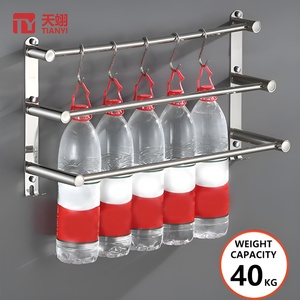 Porte-serviettes mural moderne à 3 niveaux 40-80 cm avec crochets et barre porte-serviettes pour hôtels - Product Image 3
