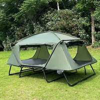 Lit de camping surélevé à double couche personnalisé OEM ODM, lit pliant portable hors sol pour le camping et la pêche en plein air