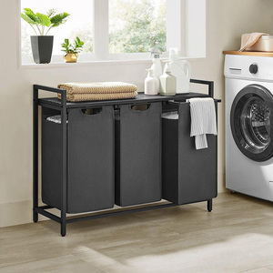 ตะกร้าผ้าออกซ์ฟอร์ดโลหะพับเก็บได้ตะกร้าซักผ้าแบบดึงออกได้3ใบ - Product Image 2