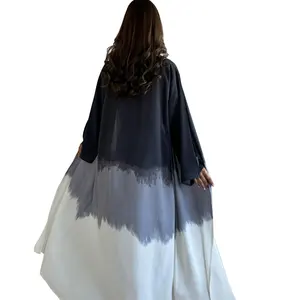 New Arrival Islamic Clothing Kimono Anti-pilling Cardigan Coat Breathable Abayas Tie Dye Women Muslim Dress Front Open Abaya