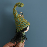 Nouvelle poupée elfe forestière au crochet fait main, porte-clés, figurine artisanale lourde, breloque de sac