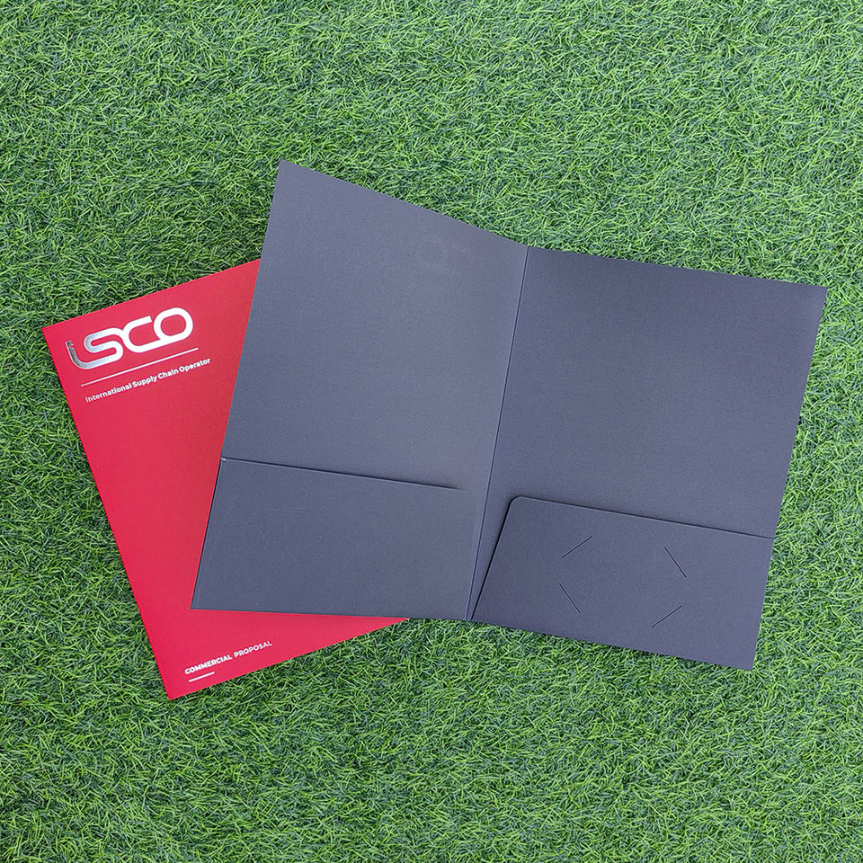Multiple Folder File Custom Red Specialty Paper Office File Folder With Silver Hot Stamping ...