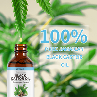 NIFEISHI Huile de ricin noire jamaïcaine biologique 100% naturelle avec huile de ricin noire haïtienne pure au romarin