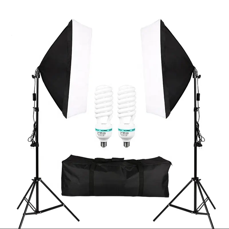 Takenoken-Kit de iluminación Softbox para estudio fotográfico, caja de iluminación suave para fotografía, 50x70cm, con 2 lámparas de ahorro de energía