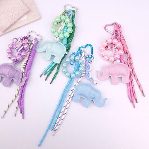 2025 New Elephant Leather Keychain with Braided Lanyard Car Keychain Cute Baby Elephant Pendant Luxury Leather <b>Bag</b> Accessories - Product Image 5