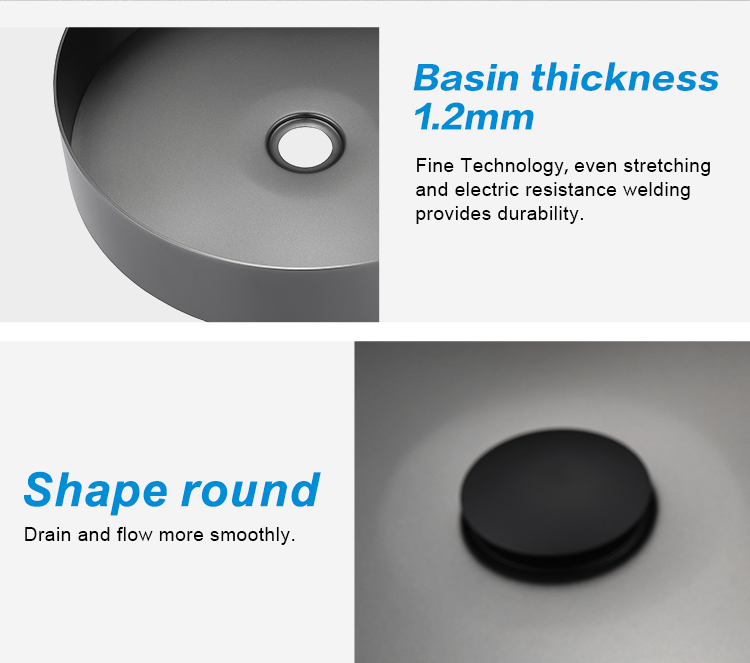 Factory Direct China Black Bathroom Wash Basin Sink Wash Stainless Steel Top Wash Basin