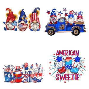 Printing USA 2023 4th of July hydro dipping film water Gnome heat press design for garment ink print custom