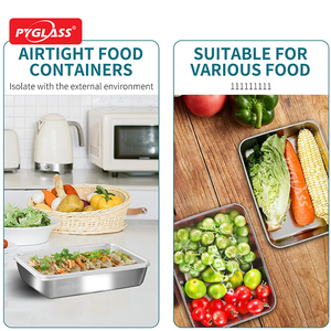 Pyglass biểu tượng tùy chỉnh kích thước lớn cấp thực phẩm thép không gỉ lưu trữ container sets nhà bếp tốt nhất Helper container với PP có nắp đậy - Product Image 5