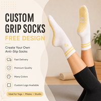Chaussettes de Pilates personnalisées antidérapantes en coton pour femmes, chaussettes de yoga à revers rayé tricoté, chaussettes de yoga et Pilates avec grip