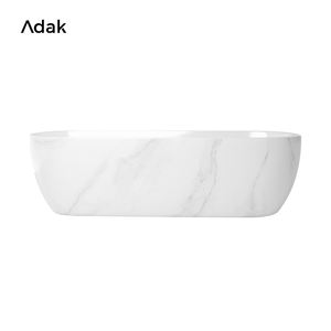 Baignoire autoportante ovale en acrylique de 67 pouces, aspect marbre, portable, pour usage résidentiel - Product Image 6