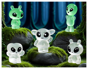 Simpatico gioco per bambini 3D giocattolo in resina aliena in miniatura figurina <span class=keywords><strong>extraterrestre</strong></span> incandescente con fascino luminoso giardino scultura decorazione acquario - Product Image 6