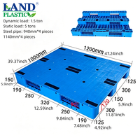 Palette en plastique Euro plate antidérapante et facile à nettoyer 1200x1000, 3 roulettes, renforcée en acier, pour chariots à 4 voies, entrepôt, rayonnage industriel
