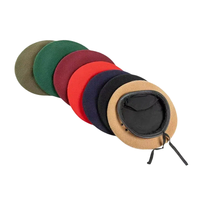 Bérets 100 % laine pour hommes avec bordure en cuir de vachette, insigne métallique personnalisé, casquette béret pour la sécurité et l'entraînement