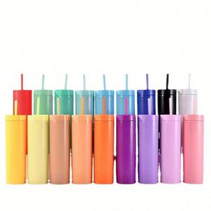 Plain Matte Colored 480ml Stainless Steel <b>Double</b> <b>Wall</b> Vacuum Thermal Insulation Eco-Friendly Boiling Water Safe Skinny Tumbler - Product Image 1