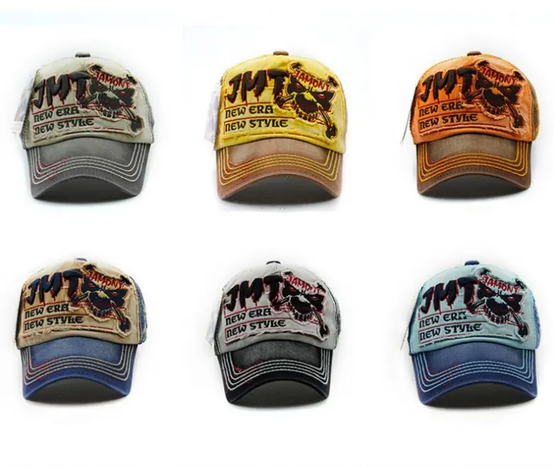 Wholesale Heavy Stitching 5 Panel Worn-out Baseball Hat Custom Short Brim Hat Cheap Price Distressed Baseball Caps 5-panel Hat