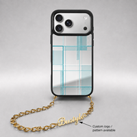 Coque de téléphone personnalisée avec nom, chaîne métallique, miroir, logo découpé à plat, sangle mains libres pour iPhone 18 17 Pro Max