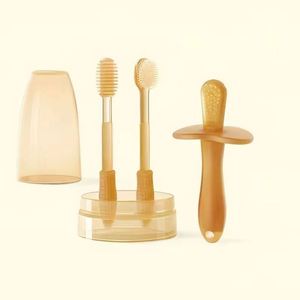 Cepillo de Dientes para Bebés, de Silicona de Grado Alimenticio, con Cerdas Suaves, Portátil, Color Marrón, Juego de Limpiador de Lengua - Product Image 2
