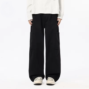 Pantaloni <span class=keywords><strong>Cargo</strong></span> da Uomo Primaverili Nuovi con Tasche Multiple a Vita Media, Stile Americano, Vestibilità Larga, Casual, Gamba Dritta, in Cotone - Product Image 4