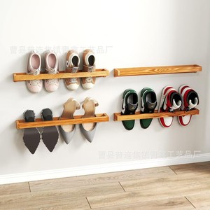 Wooden Single Layer <b>Shoe</b> <b>Rack</b> Solid Wood <b>Wall</b> Mounted Space Saving Storage For Entryway Home Use - Product Image 1