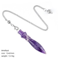 Pendentif baguette de guérison en pierre précieuse, inspiré des pendules spirituels, outil de divination en pierre naturelle pour sorcières et mystiques