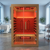 Salle de sauna moderne avec contrôle intelligent, thérapie par lumière rouge, chauffage au graphène à spectre complet pour 1-2 personnes, personnalisable OEM ODM