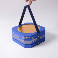 Boîte de gâteau de lune de dattes de bonbons en papier de luxe de festival exquis emballage cadeau sucré de qualité alimentaire avec poignée en ruban