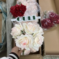 K-0172 Real Touch 5-Head Hand-Tied Rose Bouquet Bunga Buatan Premium untuk Dekorasi Meja Pernikahan dan Acara