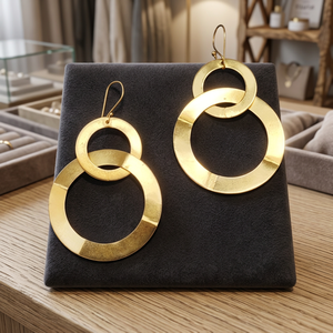 Pendientes de Aro de Latón y Aleación de Cobre Hechos a Mano por Soumya Creations, Chapados en Oro, Estilo Vintage, Diseño Geométrico Étnico, para Mujer, Ideales para Fiestas - Product Image 2