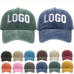 Gorras de Béisbol de Algodón Lisas Unisex con Bordado, Lavado Ácido, Estilo Vintage y Desgastado, con Logotipo Personalizado, de 6 Paneles, Tipo Dad Hat, al por Mayor - Product Image 1