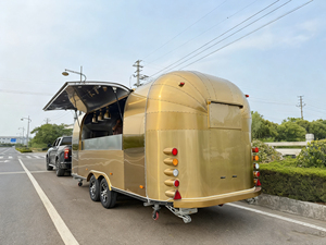 Food Catering Trailer Burger Vans Hotdog Taco Truck Stainless Steel Round Food Cart <b>Small</b> Food Trailer - Product Image 4